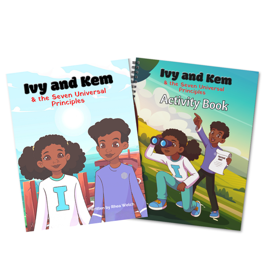 Ivy and Kem & the Seven Universal Principles along with the Activity Book front covers.