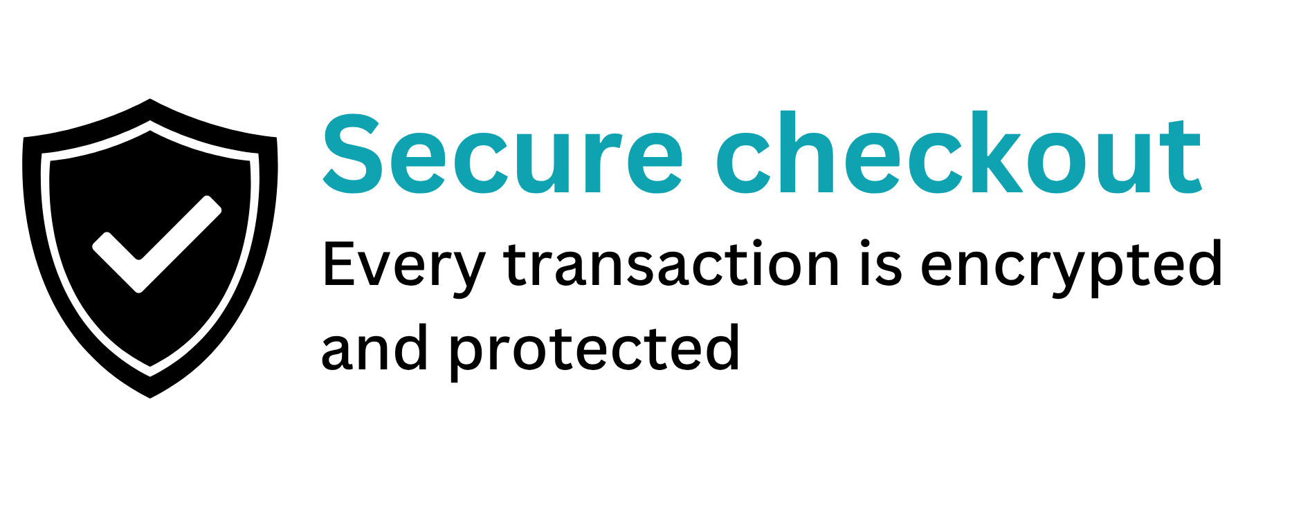 Shield with checkmark icon representing secure, encrypted checkout