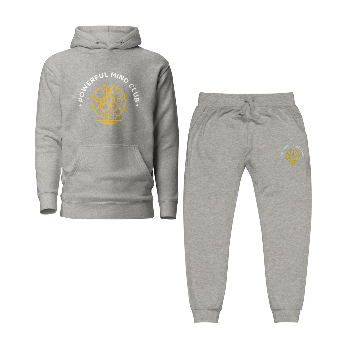 Powerful Mind Club Classic Set hoodie and joggers in carbon grey front view