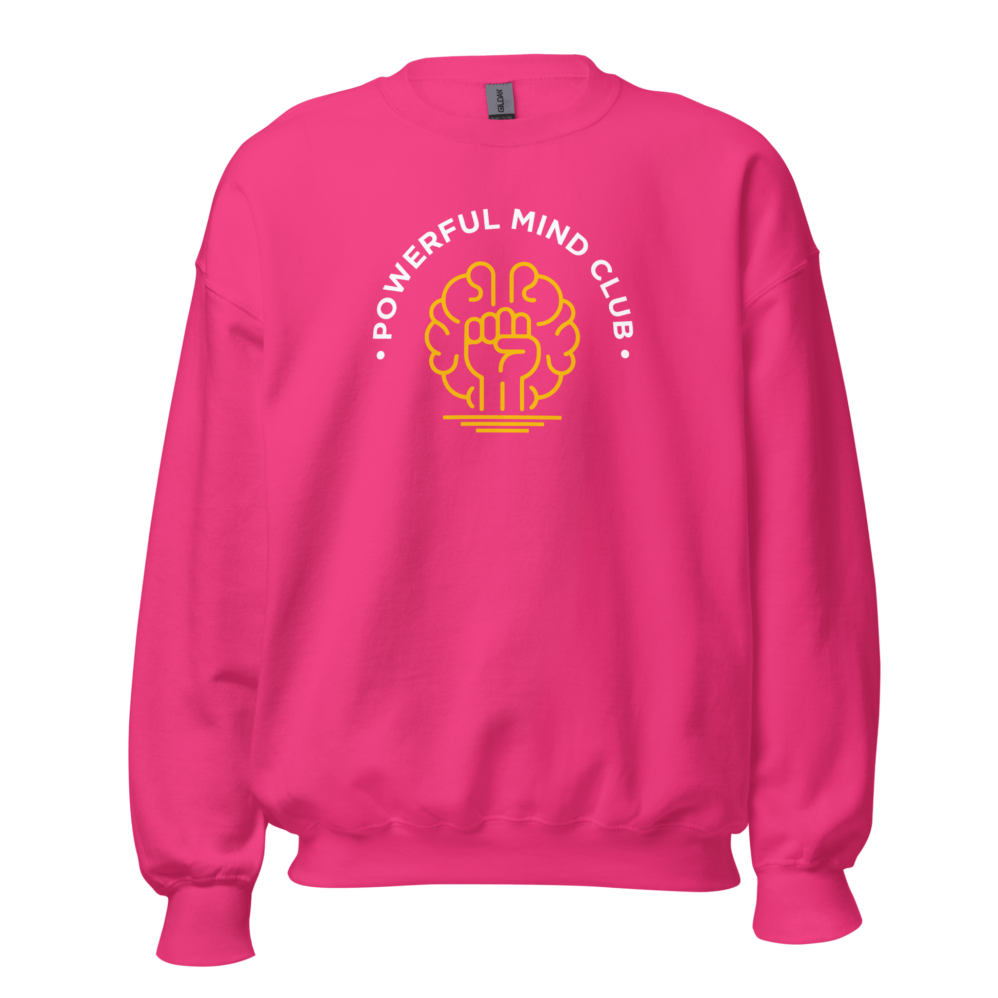 Powerful Mind Club Crewneck Sweatshirt in Hot Pink