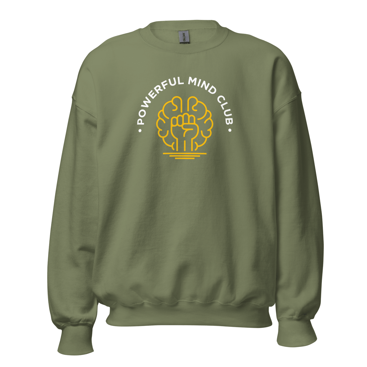 Powerful Mind Club Crewneck Sweatshirt in Olive Green