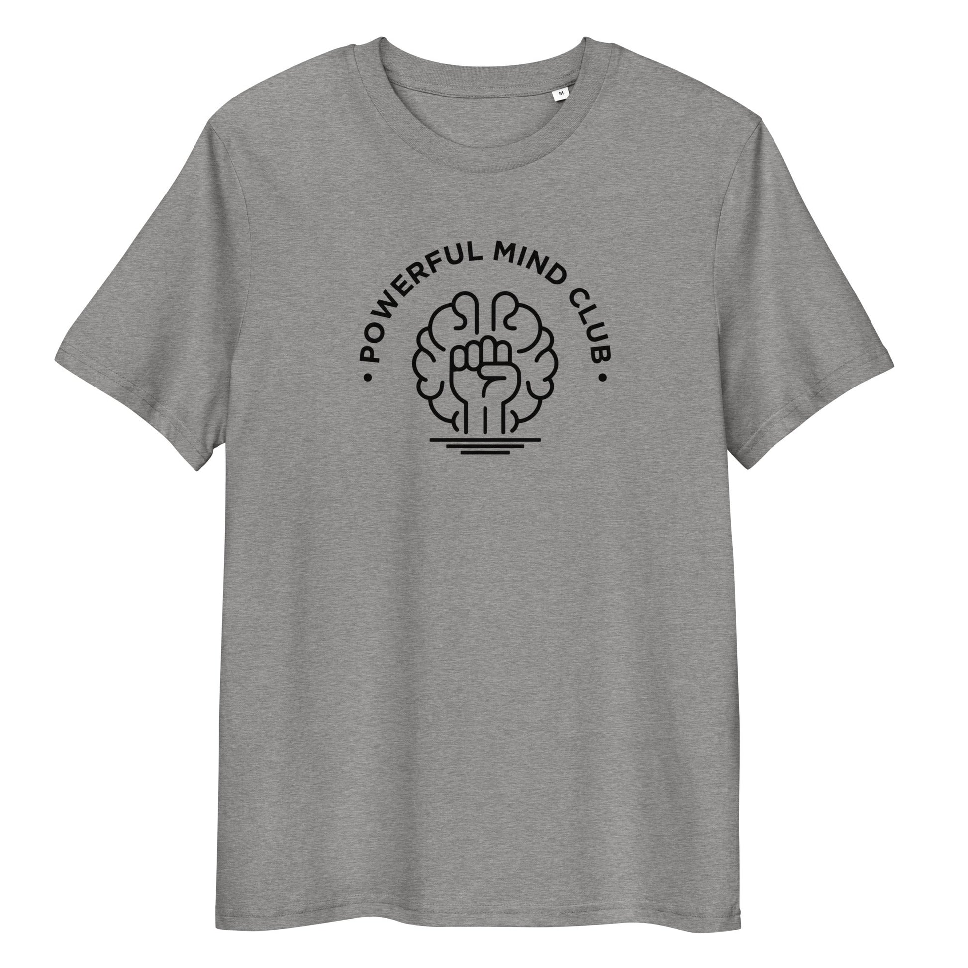 Powerful Mind Club Unisex Organic T-shirt in Heather Grey
