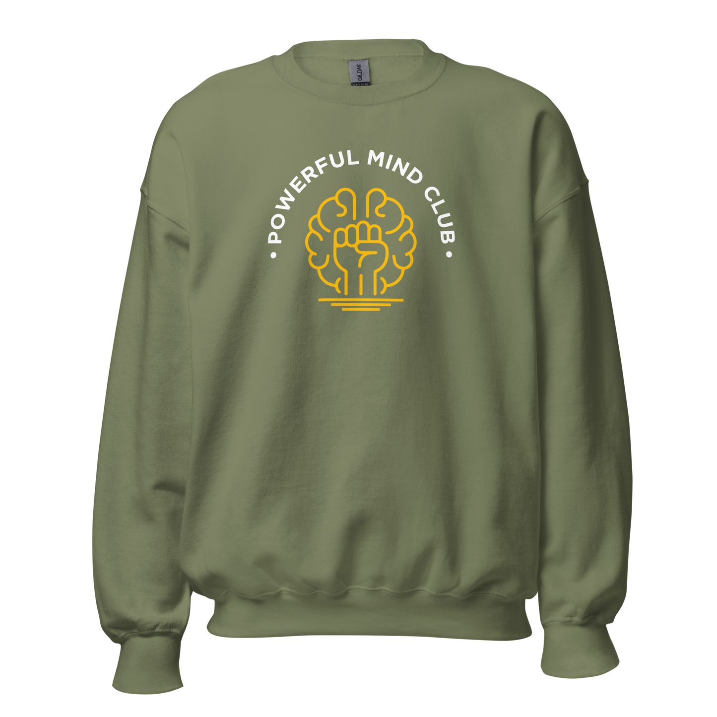 Military Green Powerful Mind Club crewneck sweatshirt