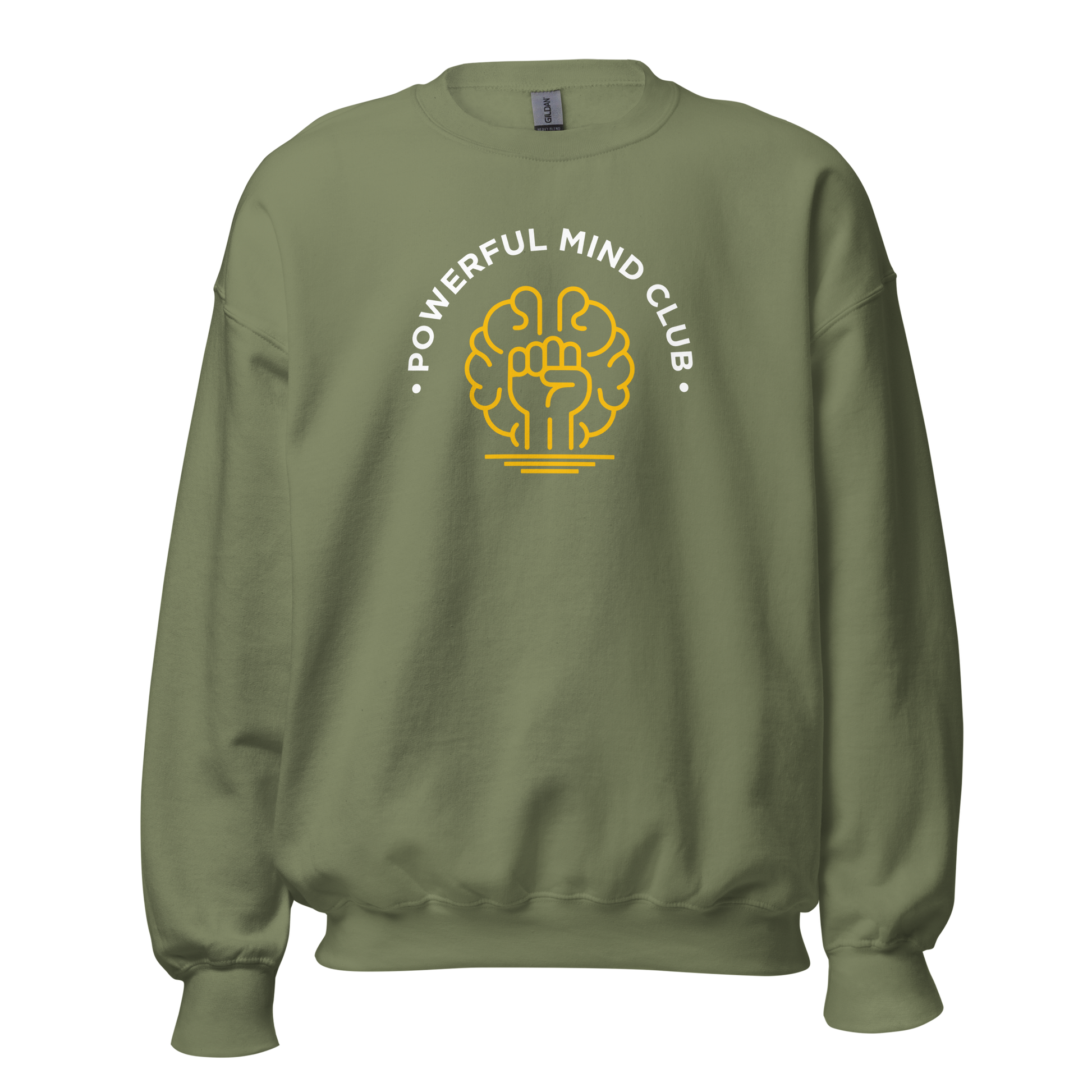Military Green Powerful Mind Club crewneck sweatshirt