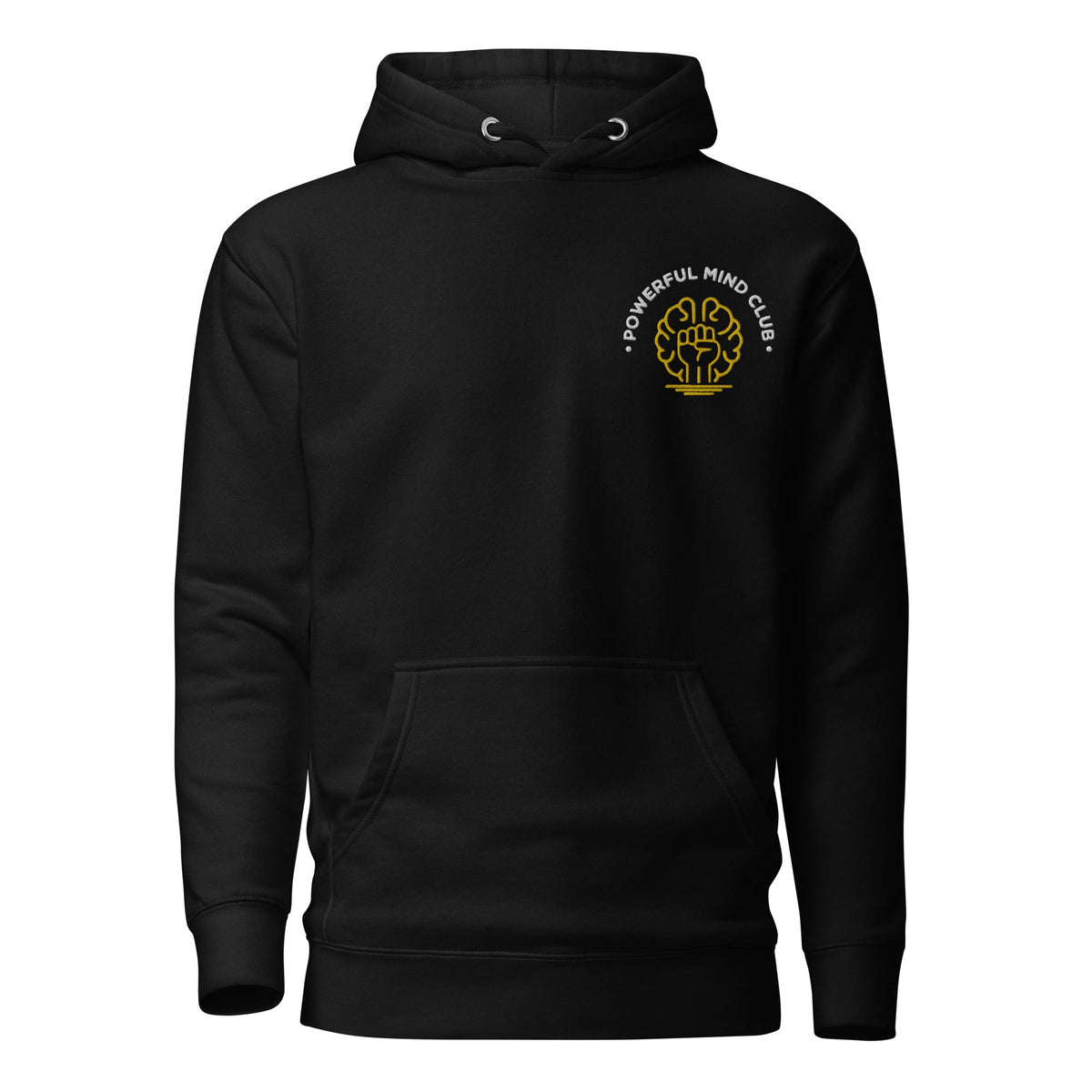 Black Powerful Mind Club signature logo hoodie