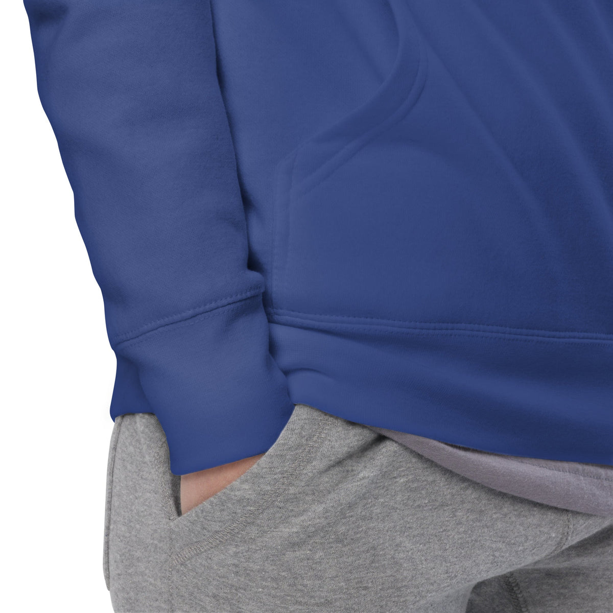 Powerful Mind Club signature logo hoodie in Team Royal, cuff and hem view