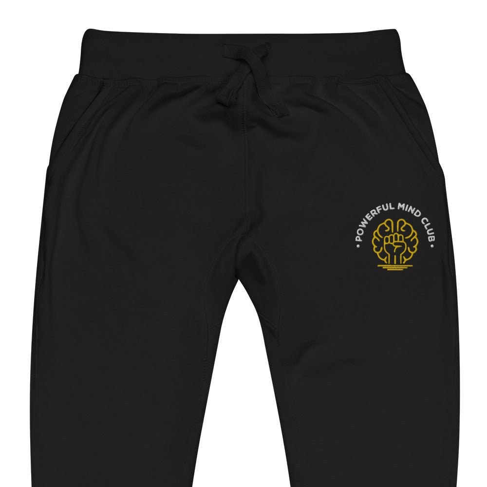 Powerful Mind Club Unisex fleece joggers in black, graphic